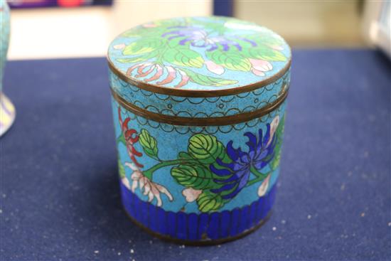 Two Chinese pots and a cloisonne pot